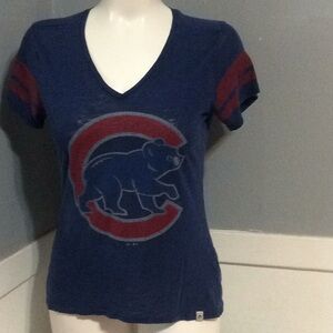 Majestic Chicago Cubs Womens Vneck TShirt Sz L